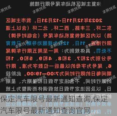 保定市最新限号通知发布