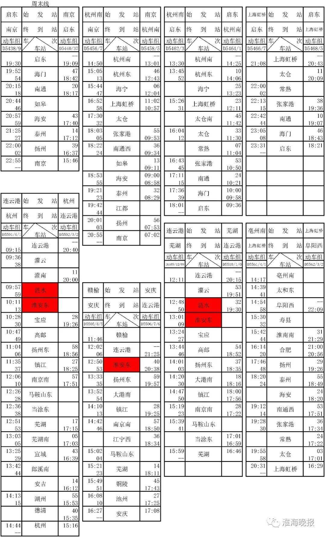 最新时刻表